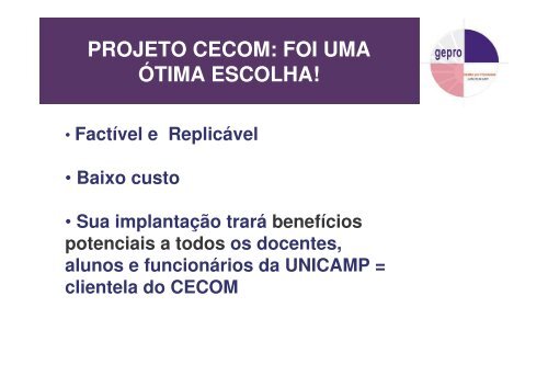 GESTÃƒÂƒO POR PROCESSOS CECOM - Unicamp