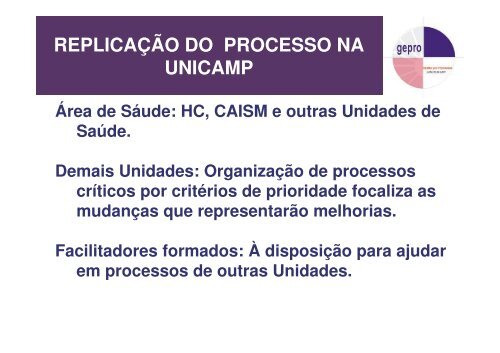 GESTÃƒÂƒO POR PROCESSOS CECOM - Unicamp