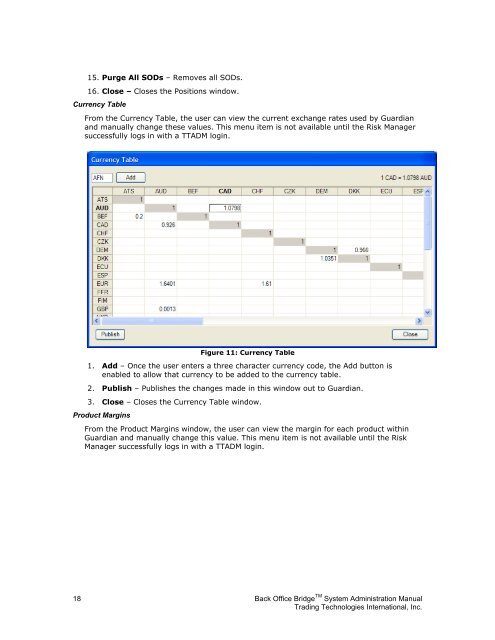 Back Office Bridge - User Manual - Trading Technologies