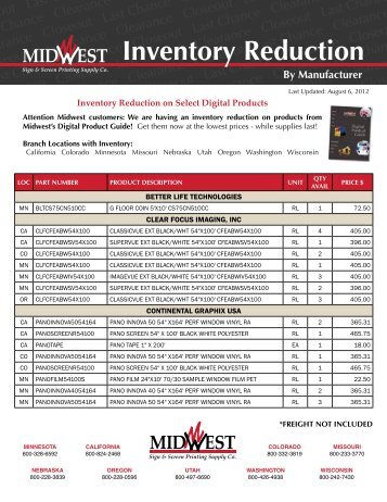 Inventory Reduction - Midwest Sign & Screen Printing Supply