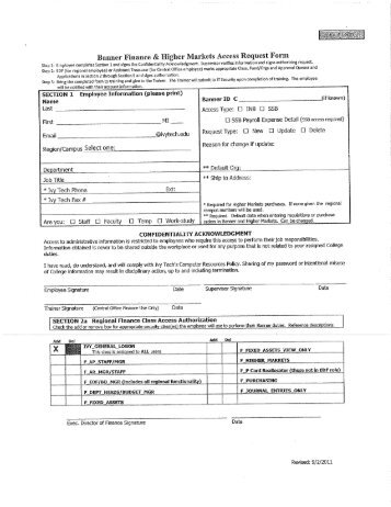 Banner Finance & Higher Markets Access Request Form - Ivy Tech ...