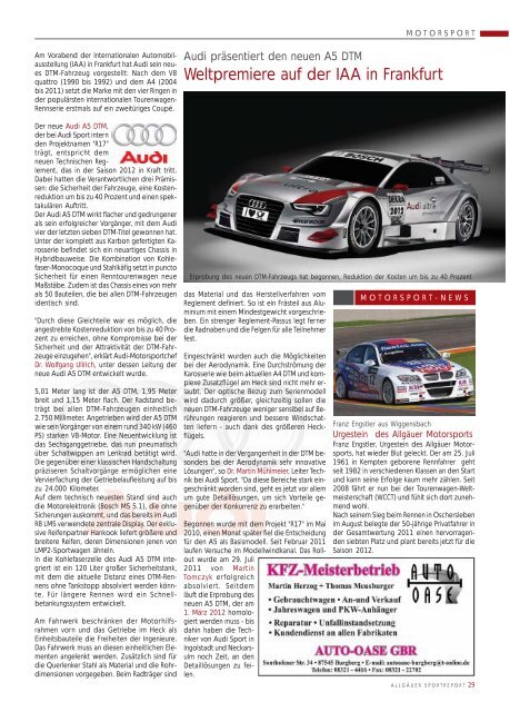 ASR Sport Ausgabe Oktober 2011 - Allgäu Sport Report