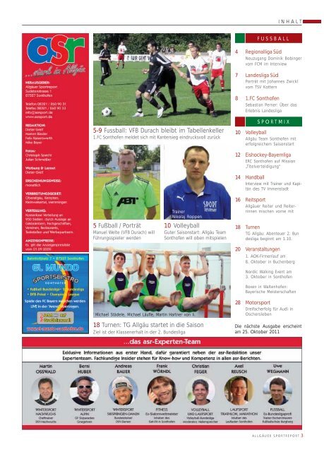 ASR Sport Ausgabe Oktober 2011 - Allgäu Sport Report