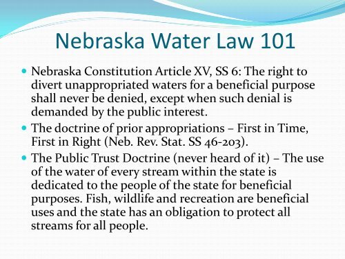 Instream Flow in Nebraska - Water Resources Board