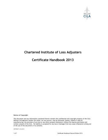 Certificate Handbook 2013 - CILA/The Chartered Institute of Loss ...