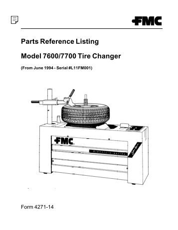 Parts Reference Listing Model 7600/7700 Tire Changer - Snap-on ...