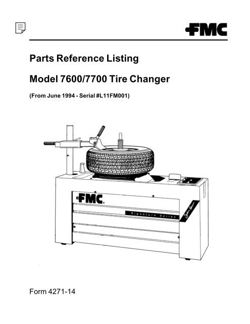 Parts Reference Listing Model 7600/7700 Tire Changer - Snap-on ...