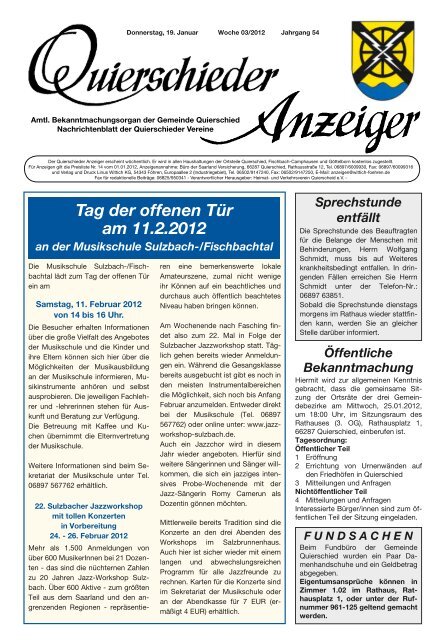 presbyteriumswahl am 5. februar 2012 - Gemeinde Quierschied