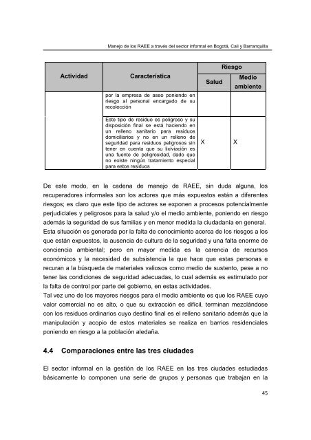 Manejo de los RAEE a través del Sector Informal en Bogotá, Cali y ...