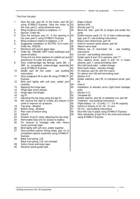 Download Manual for Aero-naut Buecker Jungmeister 133