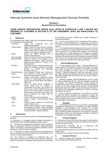 Symantec Messagelabs Services Descriptions and SLA - Interoute