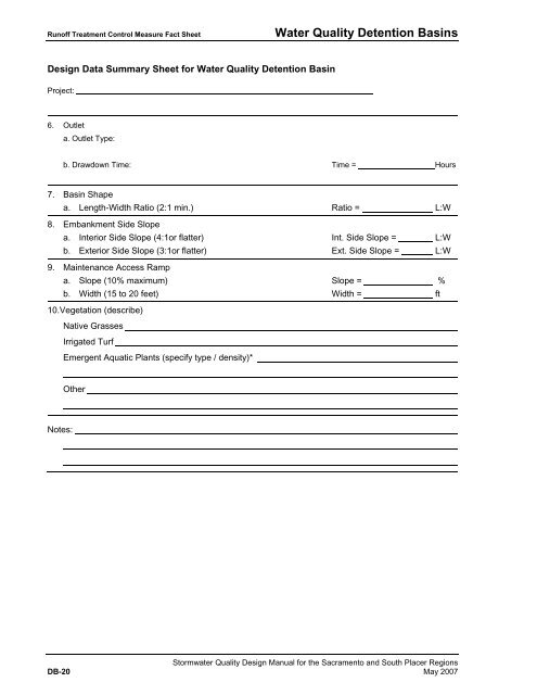 Stormwater Quality Design Manual (May 2007) - City of Sacramento ...