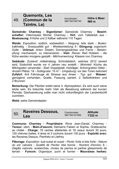 Bericht 2012 Zone X Vounetz - SociÃ©tÃ© Fribourgeoise d'Economie ...