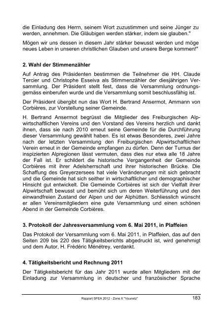 Bericht 2012 Zone X Vounetz - SociÃ©tÃ© Fribourgeoise d'Economie ...