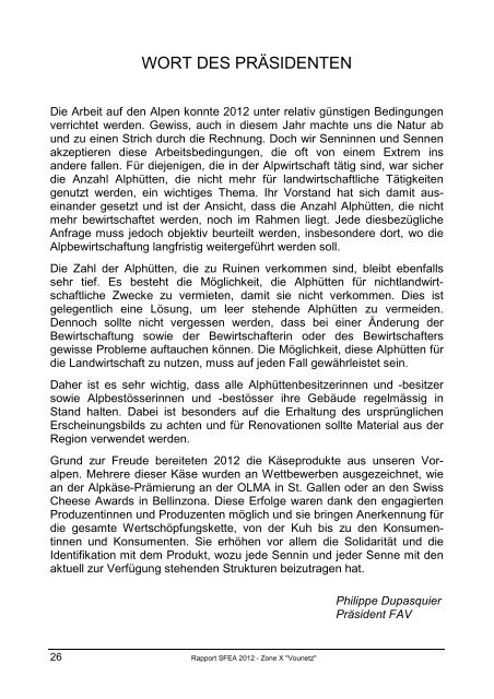 Bericht 2012 Zone X Vounetz - SociÃ©tÃ© Fribourgeoise d'Economie ...