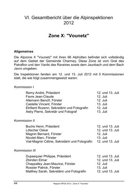 Bericht 2012 Zone X Vounetz - SociÃ©tÃ© Fribourgeoise d'Economie ...