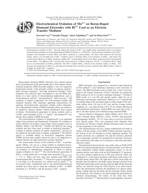 Electrochemical Oxidation of Mn - unist