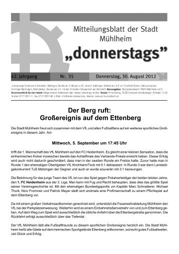 Der Berg ruft: Großereignis auf dem Ettenberg - Mühlheim an der ...