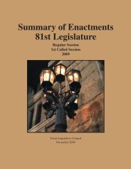 Summary of Enactments: 81st Legislature - Texas Legislative Council