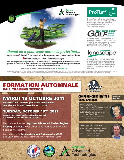 Le 1er salon de l - Association des Surintendants de Golf du QuÃ©bec