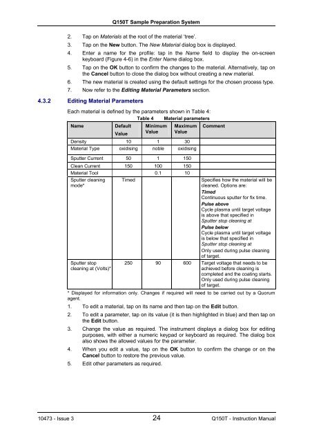 Q150T S/E/ES Sample Preparation System Instruction Manual