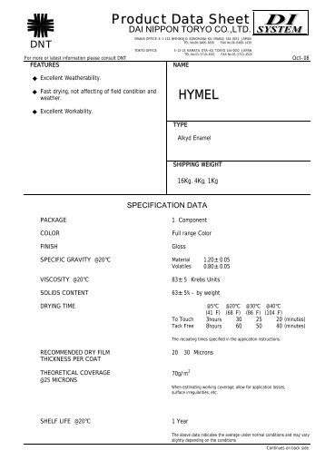 HYMEL Product Data Sheet