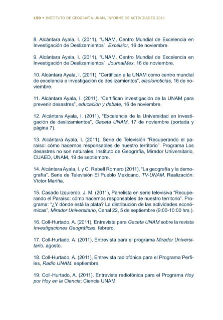 4Â°. Informe de Actividades - Instituto de GeografÃ­a - UNAM