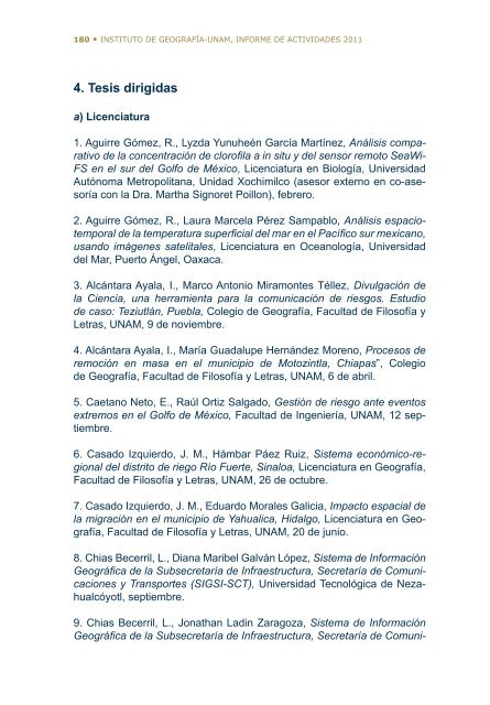 4Â°. Informe de Actividades - Instituto de GeografÃ­a - UNAM