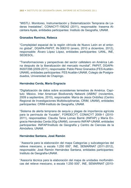 4Â°. Informe de Actividades - Instituto de GeografÃ­a - UNAM