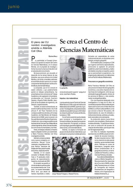 4Â°. Informe de Actividades - Instituto de GeografÃ­a - UNAM