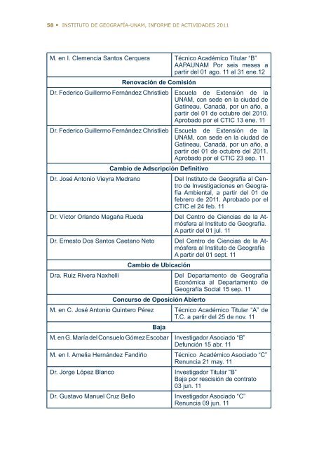 4Â°. Informe de Actividades - Instituto de GeografÃ­a - UNAM