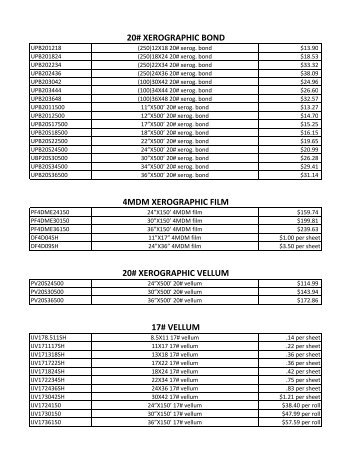 20# XEROGRAPHIC BOND 4MDM XEROGRAPHIC FILM 20 ...