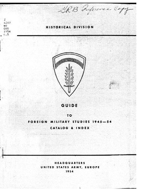 Guide Foreign Military Studies 1945 1954 Sturmpanzer Com Guide Foreign Military Studies 1945 1954 Sturmpanzer Com