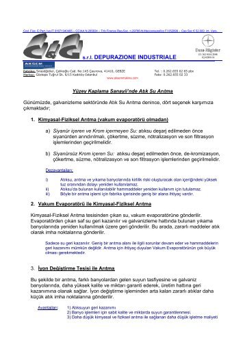 Galvanizleme EndÃ¼strisinde AtÄ±kSu ArÄ±tma - Aksem Makina