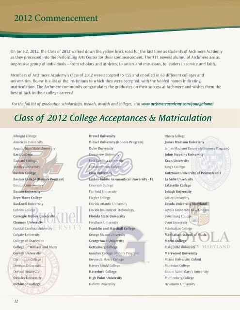 Fall 2012 Issue - Archmere Academy