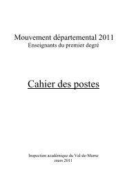 Cahier des postes 2011 - Inspection acadÃ©mique Val-de-Marne