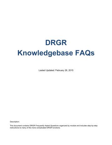 DRGR Knowledgebase FAQs - OneCPD