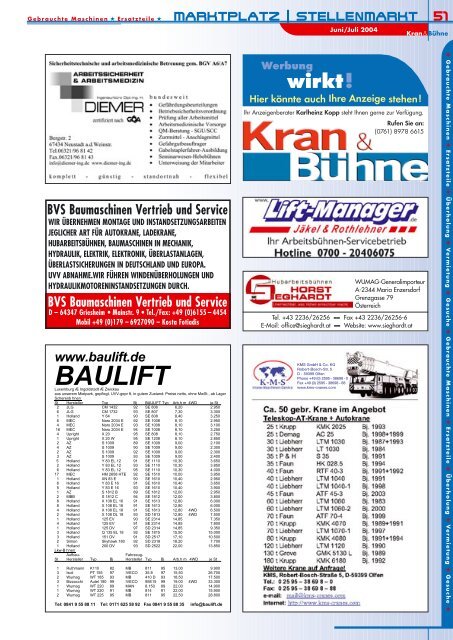 Kran & Bühne, Juni/Juli 2004: Titelseite