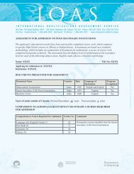 Sample IQAS Educational Assessment certificate