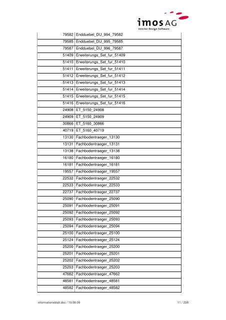 Informationsblatt Hettich Daten - imos