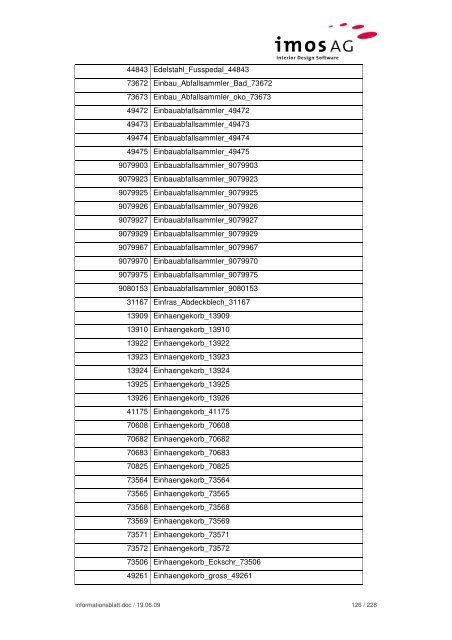 Informationsblatt Hettich Daten - imos