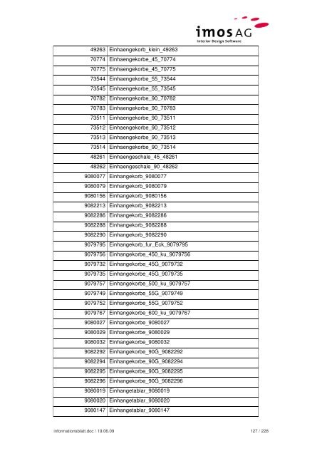 Informationsblatt Hettich Daten - imos