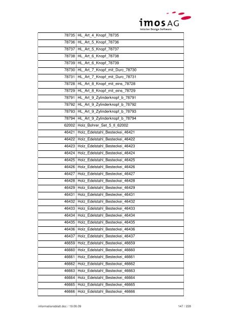 Informationsblatt Hettich Daten - imos