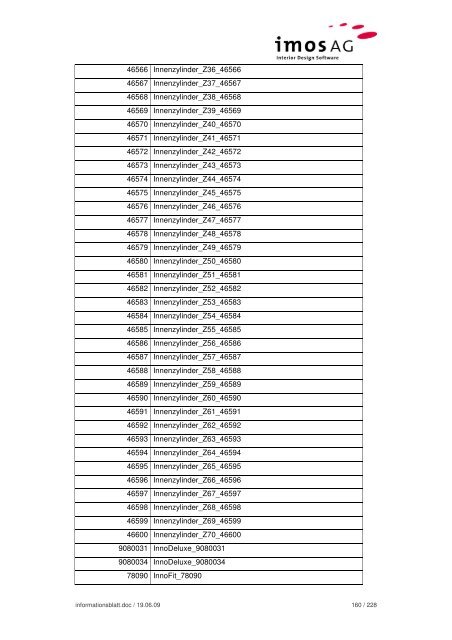 Informationsblatt Hettich Daten - imos