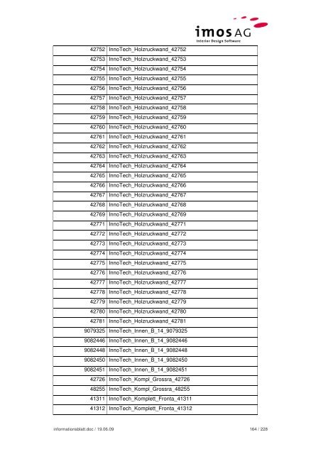 Informationsblatt Hettich Daten - imos