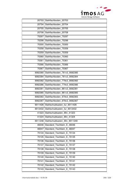 Informationsblatt Hettich Daten - imos