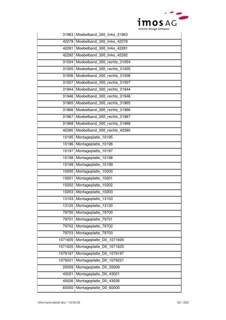 Informationsblatt Hettich Daten - imos