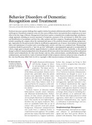 Behavior Disorders of Dementia: Recognition and Treatment