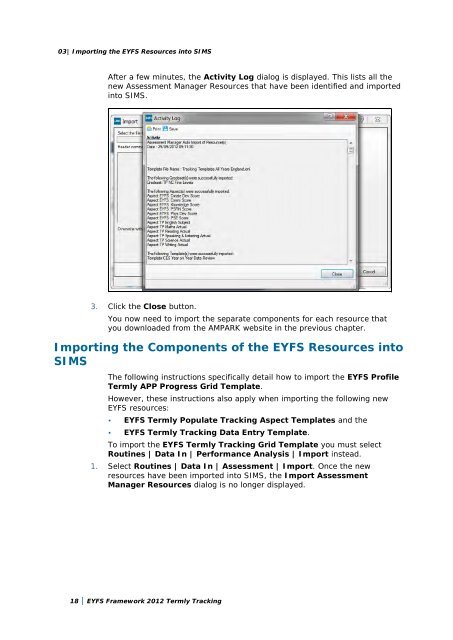 EYFS Framework 2012 Termly Tracking PDF - EiS Kent