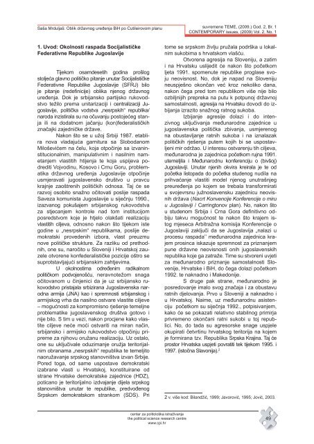 ISSN 1847-2397 godiÅ¡te II broj 1 2009. | volume II number 1 2009